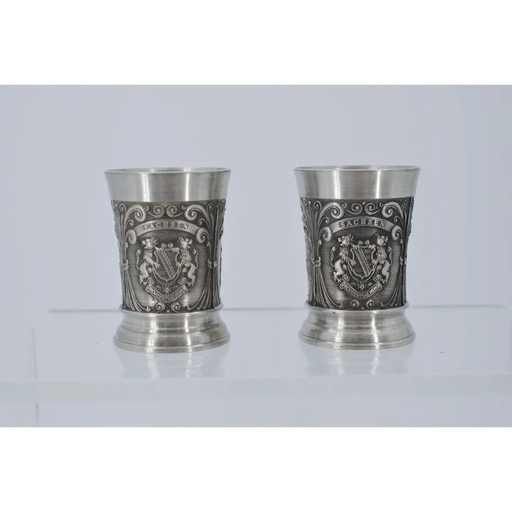 Pair of Fein Zinn 95% Pewter Shot Glasses with Original Box